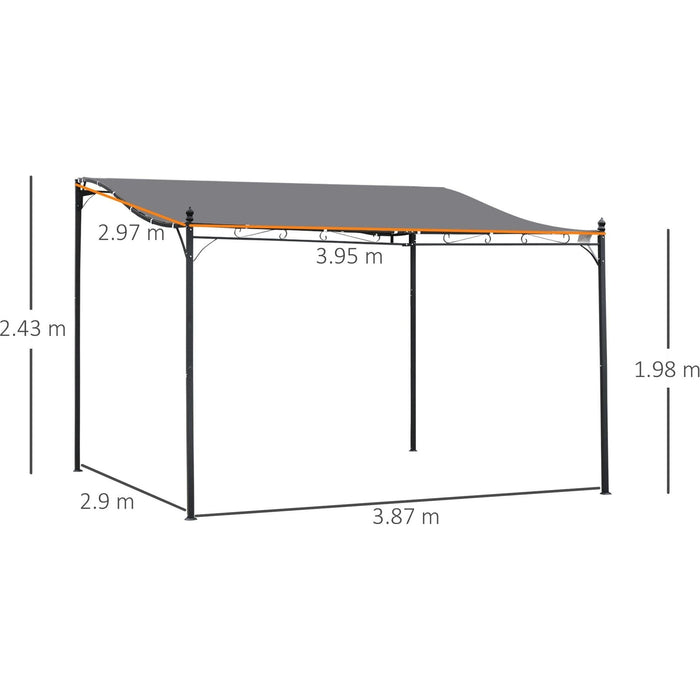 Outsunny 4x3m Metal Pergola with Grey Canopy - Green4Life