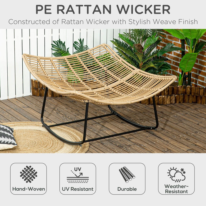 Outsunny Luxurious Patio Rattan Rocking Chair with Thick Cushion - Black - Green4Life