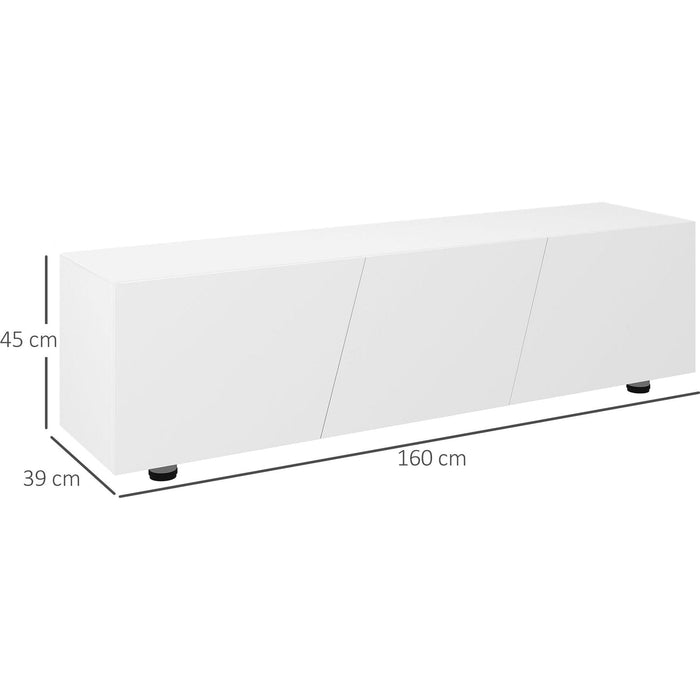 High Gloss TV Unit with Storage Shelves for TVs up to 70" - White - Green4Life