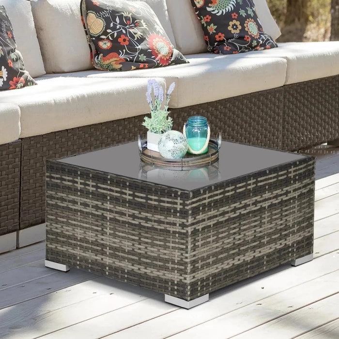 Outsunny Dark Grey Rattan Coffee Table - Green4Life