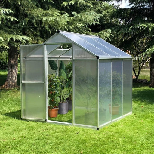 Outsunny 6x6ft Polycarbonate Greenhouse with Aluminium Frame - Silver Frame - Green4Life