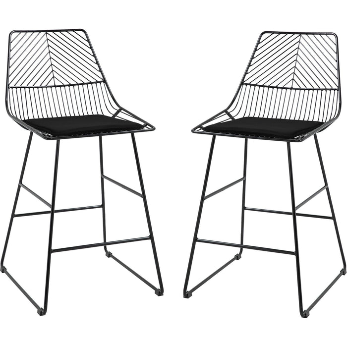 Set of 2 Modern Metal Bar Stools for Kitchen and Bar Counter - Black - Green4Life