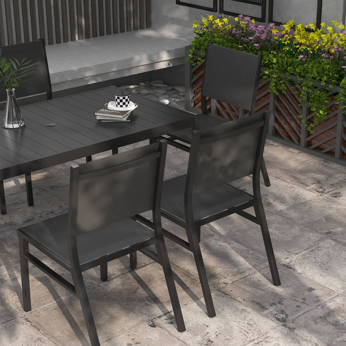 6-Seater Garden Dining Set - Dark Grey - Outsunny