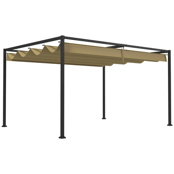 3 x 2 m Metal Pergola with Extendable Canopy Roof - Khaki - Outsunny