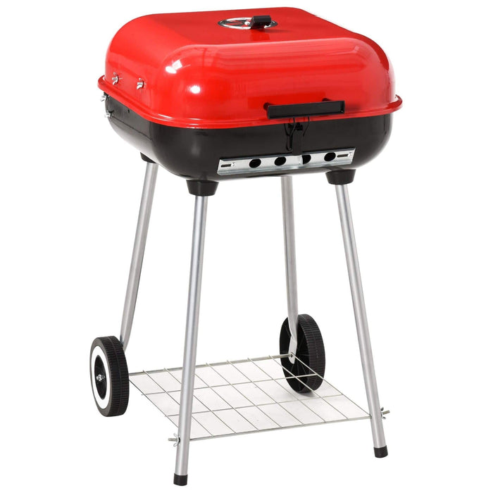 Charcoal Trolley Barbecue - Black & Red - Outsunny - Green4Life