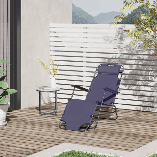 Convertible Grey Sun Lounger - Elegant Folding Recliner with Pillow - Outsunny - Green4Life