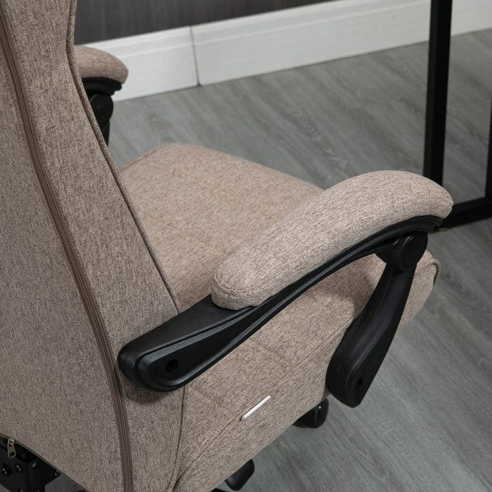 Vinsetto High-Back Linen-Feel Home Office Chair with Adjustable Height, Footrest and Padded Armrests - Brown - Green4Life