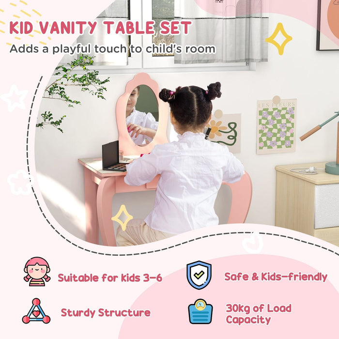 Pink Adventure Kids Bedroom Set with Toy Chest and Vanity - Green4Life