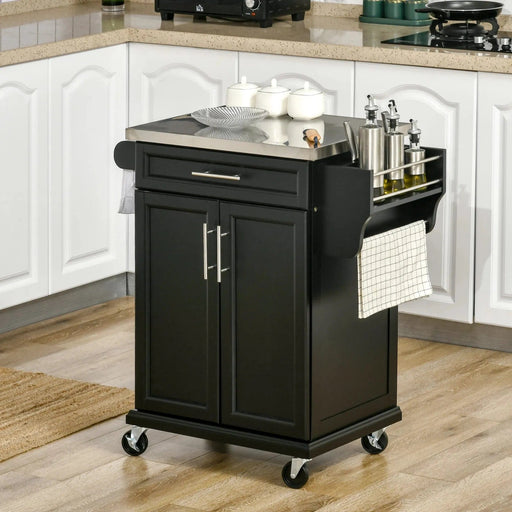 Kitchen Cupboard on Wheels with Stainless Steel Top - Black - Green4Life