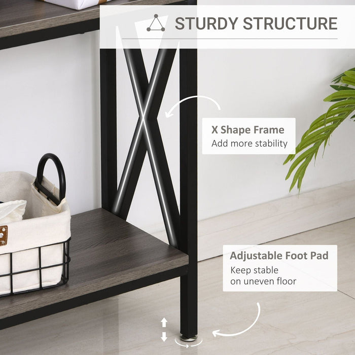 Console Table with 3 Storage Compartments - Grey & Black - Green4Life