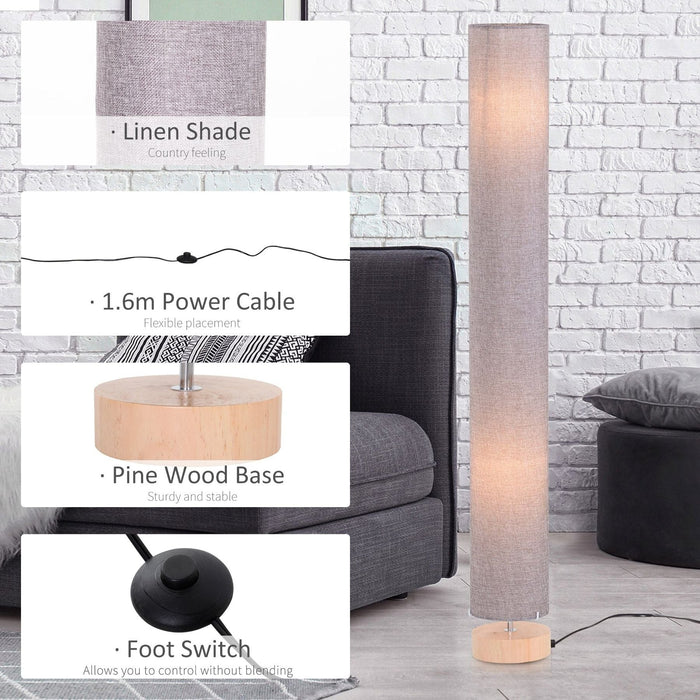 Modern Wooden Floor Lamp with Linen Fabric Shade - Grey - Green4Life