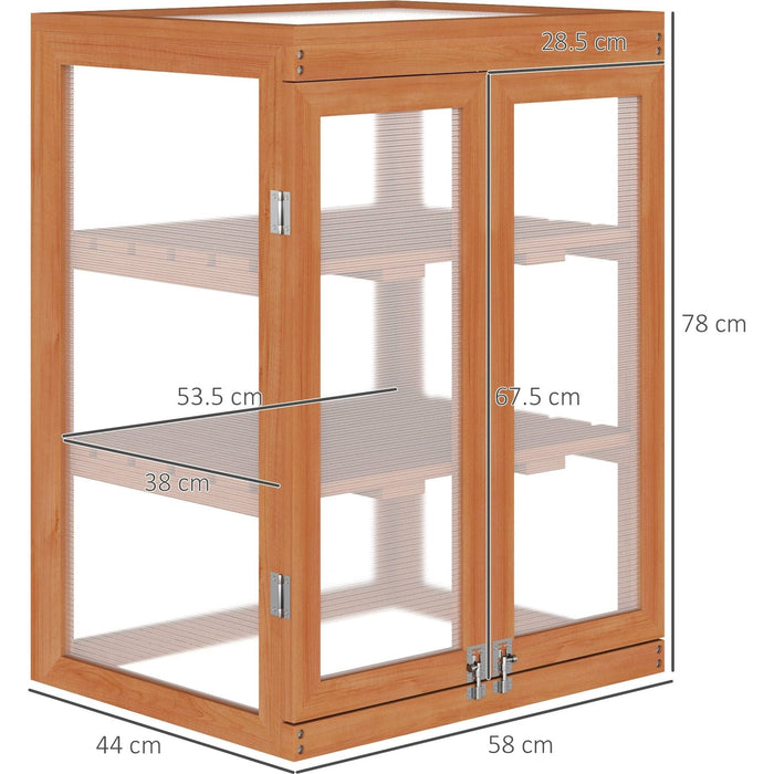 Outsunny 58L x 44W x 78H (cm) 3-tier Wooden Greenhouse with Storage Shelves -  Natural - Green4Life