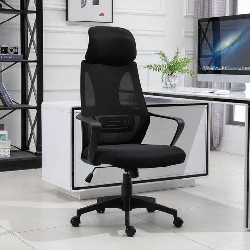 Vinsetto Ergonomic Office Chair with High Mesh Back & Adjustable Height - Black - Green4Life