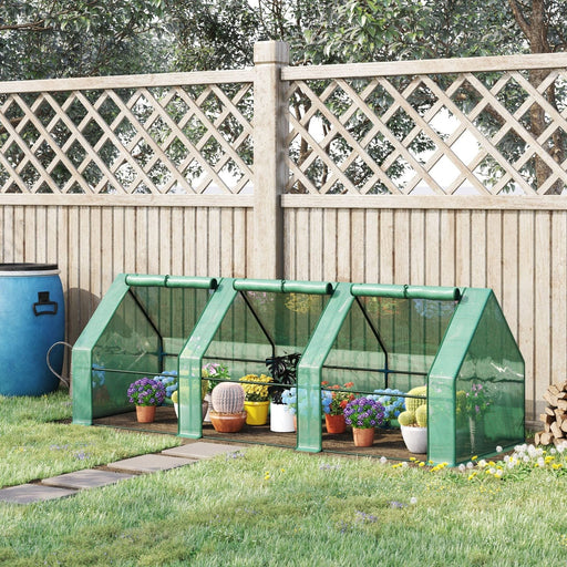 Outsunny 270L x 90W x 90Hcm Small Poly Tunnel Greenhouse with Steel Frame - Green - Green4Life