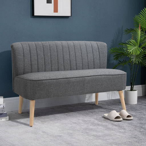Armless 2-Seater Loveseat Sofa Settee with Wooden Legs - Grey - Green4Life