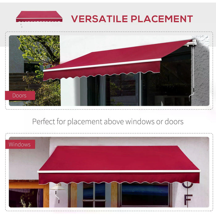 3.5x2.5m Manual Retractable Awning - Rich Burgundy - Outsunny - Green4Life