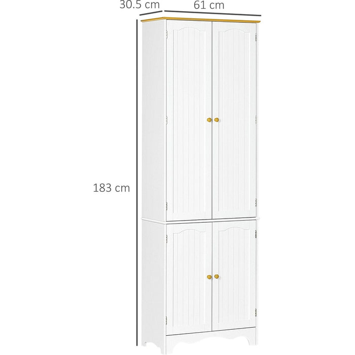 Freestanding 4-Door Kitchen Cupboard with 4 Shelves - White - Green4Life