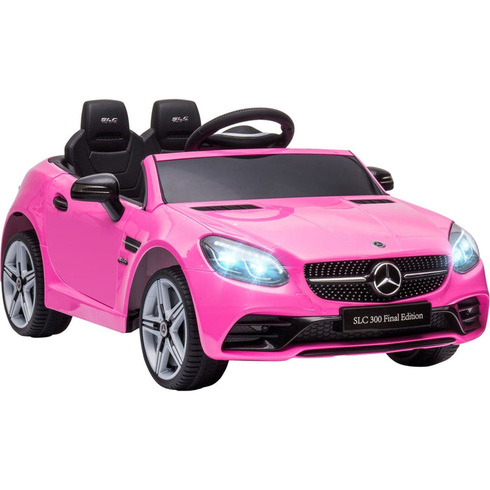 AIYAPLAY Kids Electric Ride On Car Mercedes Benz SLC 300 12V Battery Powered with Parental Remote, Music, Lights, Suspension Wheels for 3-6 Years - Pink - Green4Life