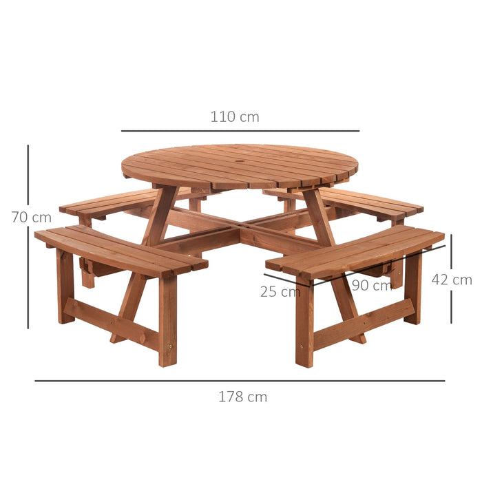 Wooden Picnic Bench for 8 - Garden Seating Solution - Outsunny - Green4Life