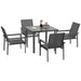 5-Piece Garden Dining Dining with Breathable Mesh Chairs and Glass Top Table - Grey - Outsunny - Green4Life