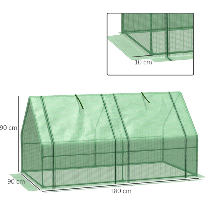 Outsunny 180L x 90W x 90Hcm Small Poly Tunnel Greenhouse with Steel Frame - Green - Green4Life