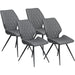 Set of 4 Dining Chairs with Metal Legs & PU Leather Upholstery - Grey - Green4Life