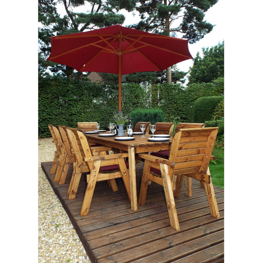Eight Seater Rectangular Table Set Burgundy - Scandinavian Redwood - Green4Life