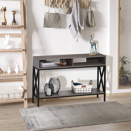 Console Table with 3 Storage Compartments - Grey & Black - Green4Life