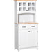 Freestanding Kitchen Cabinet with Framed Glass Doors, 2 Drawers & Countertop - White - Green4Life