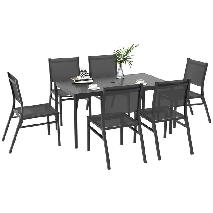 6-Seater Garden Dining Set - Dark Grey - Outsunny