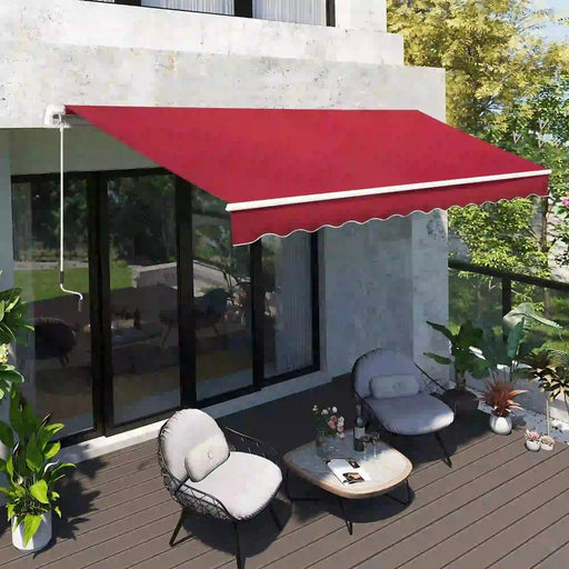4x2.5m Manual Retractable Awning - Rich Burgundy - Outsunny - Green4Life