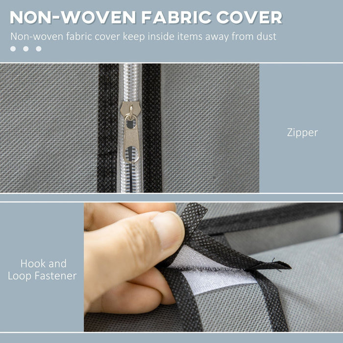 Portable Fabric Wardrobe with 6 Shelves, 1 Hanging Rail - Light Grey - Green4Life