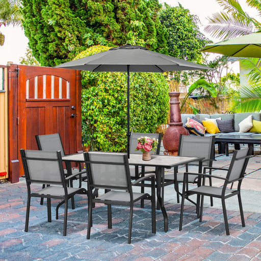 Grey Haven 6-Seater Texteline Outdoor Dining Set - Outsunny - Green4Life