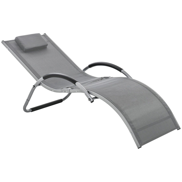 Ergonomic Sun Lounger with Pillow - Grey - Outsunny - Green4Life