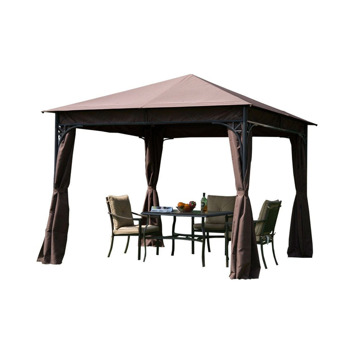 Outsunny 3x3m Compact Pavilion Gazebo - Coffee - Green4Life