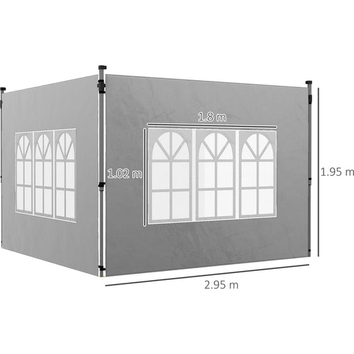 Outsunny Grey 3x3/3x4m Gazebo Side Walls with Windows - Green4Life