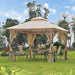 Outsunny Beige 3x3m Gazebo with 2-Tier Roof Canopy and Steel Frame - Green4Life