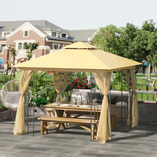 3x3m Elegance Gazebo with Mosquito Netting - Beige - Outsunny - Green4Life