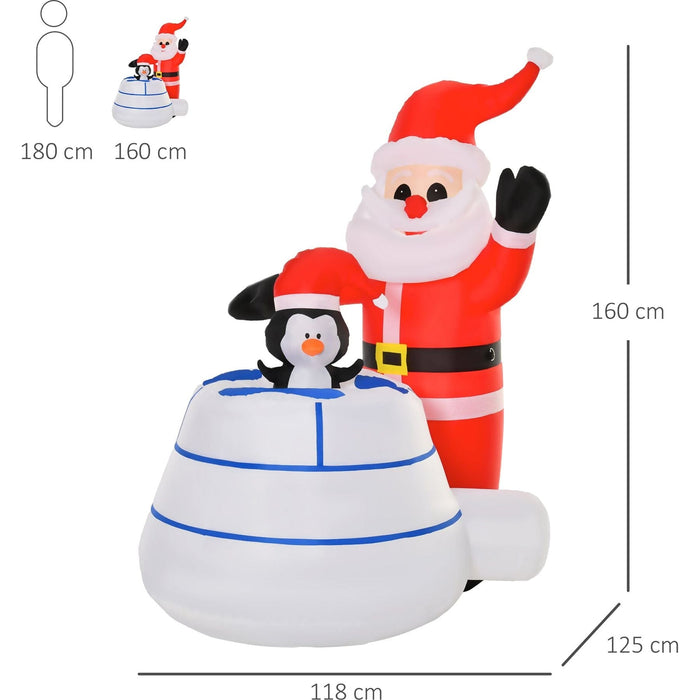 1.6m Christmas Inflatable Santa Claus and Penguin with Igloo - Green4Life