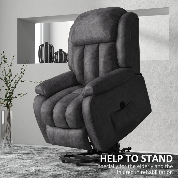 Riser and Recliner Armchair for the Elderly, with Microfibre Upholstery, Remote Control & Footrest - Grey - Green4Life