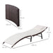 Folding Rattan Sun Lounger with Cushion and Pillow - Brown/White - Outsunny - Green4Life