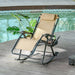 Folding Recliner Rocking Sun Lounger Chair with Cup Holder Tray - Beige - Outsunny - Green4Life