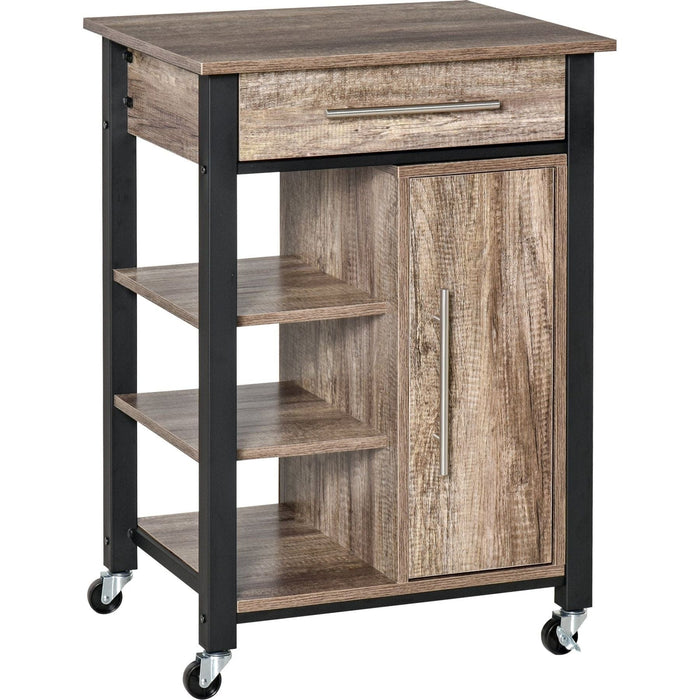 Kitchen Trolley with Storage Shelves & Drawer - Oak - Green4Life