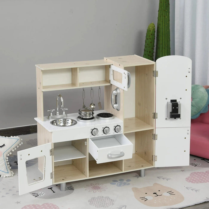 Kids Wooden Kitchen Playset with Accessories - White - Green4Life