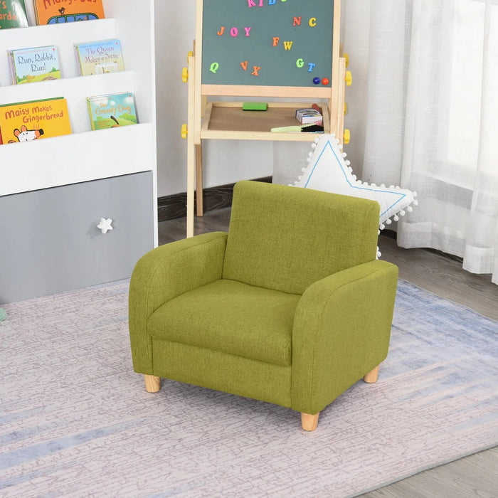 Lush Green Kids Armchair with High Back and Anti-Slip Legs - Green4Life