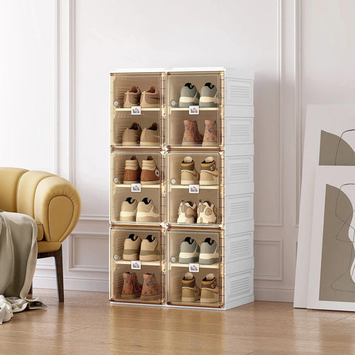 Plastic Shoe Storage Cabinet - White/Brown - Green4Life