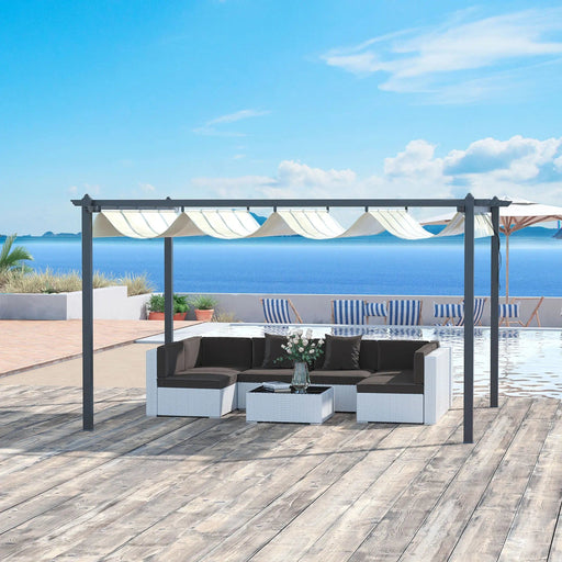 4 x 3 m Ivory Elegance Aluminium Pergola with Extendable Roof - Outsunny - Green4Life
