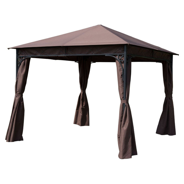 Outsunny 3x3m Compact Pavilion Gazebo - Coffee - Green4Life