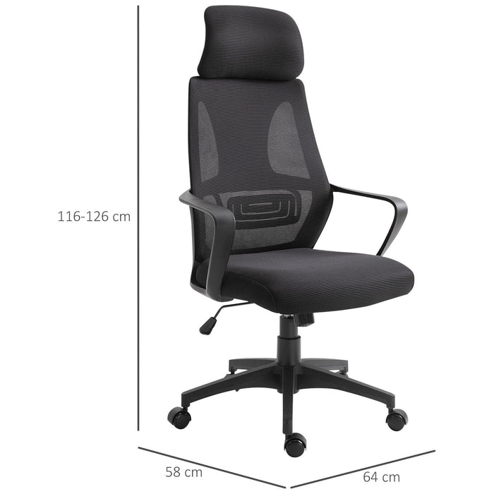 Vinsetto Ergonomic Office Chair with High Mesh Back & Adjustable Height - Black - Green4Life