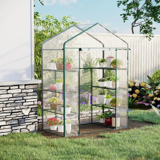 Outsunny 4 Tiers 8 Shelves Transparent Portable Greenhouse 143L x 73W x 195H cm - Green4Life